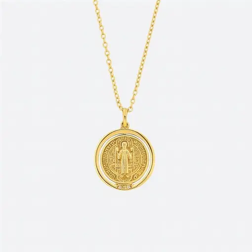 COLAR ELO BAILARINA PG MEDALHA GIRATÓRIA SÃO BENTO ARO LISO FREN