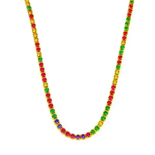 COLAR RIVIEIRA COLORIDA 2MM | BANHADO EM OURO 18K