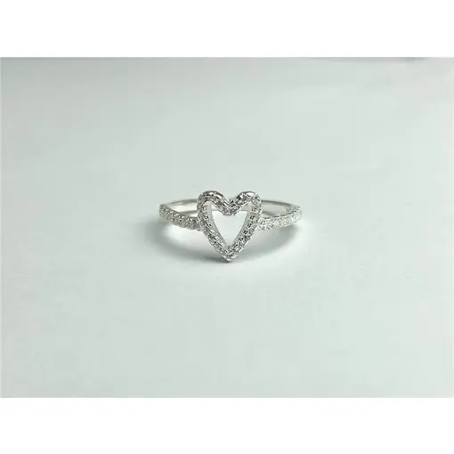 ANEL ARO EM CORAÇÃO VAZADO CRAVEJADO | PRATA 925