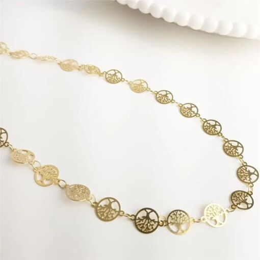 CHOKER MEDALHAS DE ARVORE DA VIDA VAZADA |36+5CM| BANHADO EM OUR