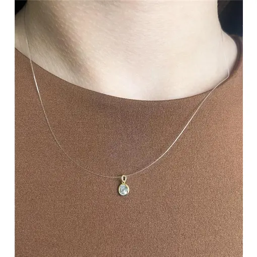 COLAR NYLON PG PONTO DE LUZ CRISTAL| BANHADO EM OURO 18K