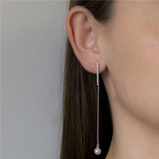 BRINCO PRATA 92,5 CORRENTE, BASE PALITO E PEROLA NA PONTA