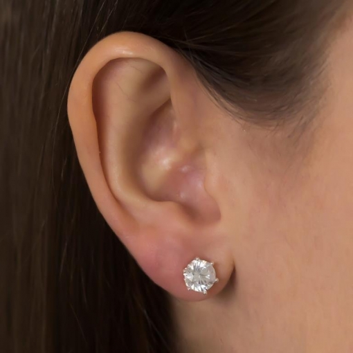 BRINCO PRATA 92,5 SOLITÁRIO REDONDO, COM PEDRAS ENTRA AS GARRINH