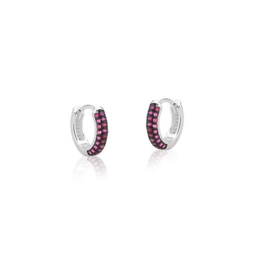 BRINCO CLICK PRATA 92,5 TRIO, TAM P COM 3 FILEIRAS DE PAVE RUBY