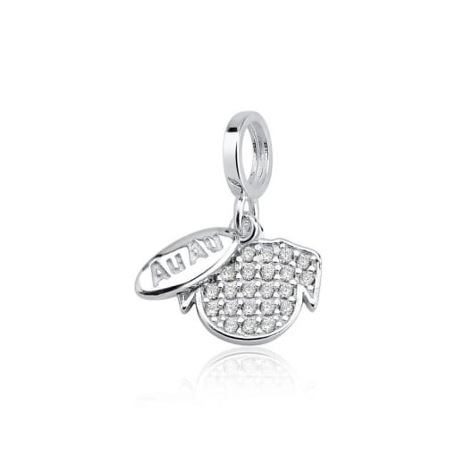 PINGENTE PRATA 92,5 PET, CACHORRINHO CRAVEJADO