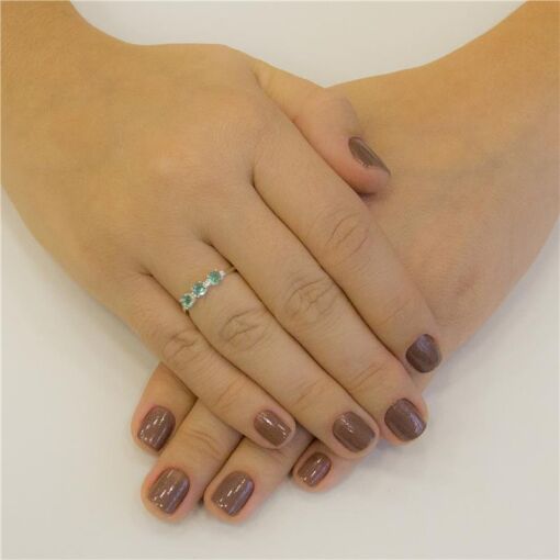 ANEL PRATA 92,5 APARADOR, PEDRAS REDONDAS - GREEN