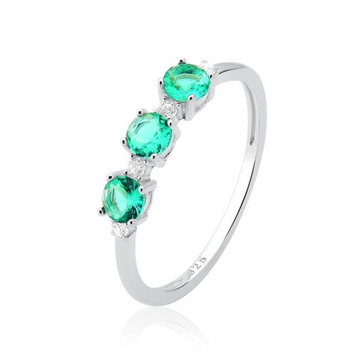 ANEL PRATA 92,5 APARADOR, PEDRAS REDONDAS - GREEN