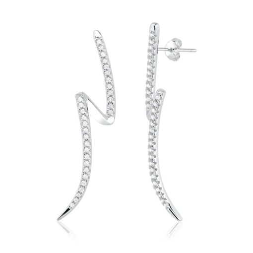 BRINCO PRATA 92,5 ZIGUE E ZAGUE CRAVEJADO