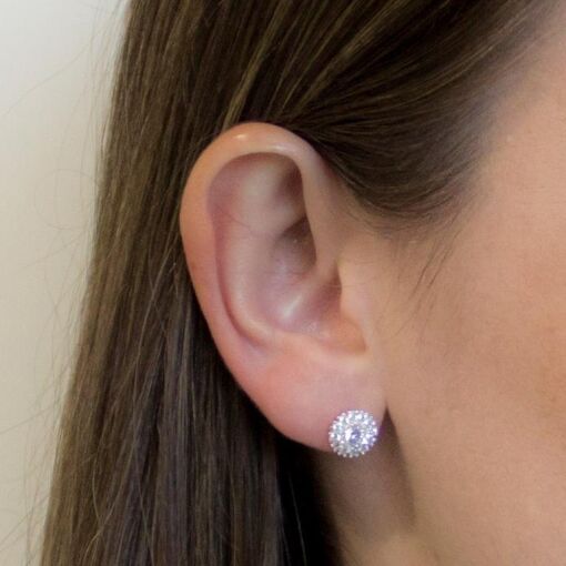 BRINCO PRATA 92,5 REDONDO, COM PEDRA MAIOR NO CENTRO