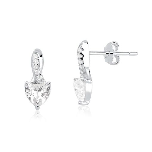 BRINCO PRATA 92,5 BASE COM PEDRA CORAÇÃO