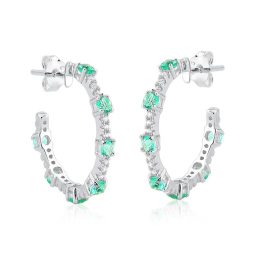 BRINCO PRATA 92,5 ARGOLA PEQUENA TODA CRAVEJADA - GREEN