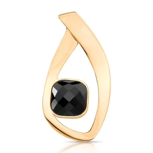 PINGENTE BANHADO OURO 18K - QUARTZO OBSIDIANA NEGRA
