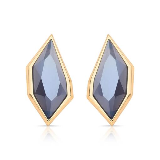 BRINCO BANHADO OURO 18K - PEDRA QUARTZO OBSIDIANA FUMÊ PEROLIZAD