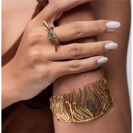 PULSEIRA BANHADA OURO 18K-  DRUSA PLATINA