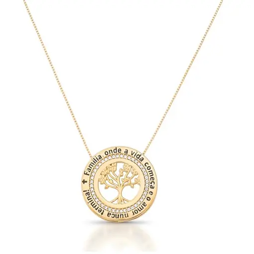 COLAR ÁRVORE DA VIDA -  PORCELANA PEROLIZADA