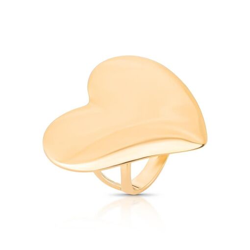 ANEL CORAÇÃO BANHADO OURO 18K -   METAL DOURADO