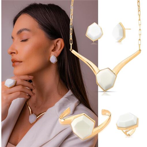 BRINCO BANHADO OURO - PORCELANA