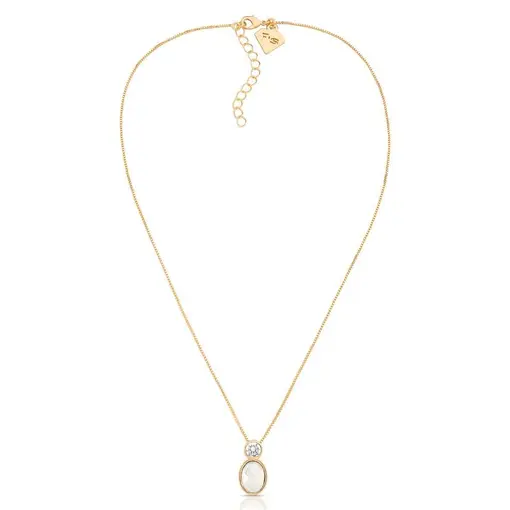 COLAR BANHADO OURO 18K - QUARTZO ARAGONITA PEROLIZADA