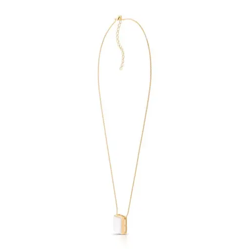 COLAR BANHADO OURO 18K -  ÁGATA BRANCA PEROLIZADA