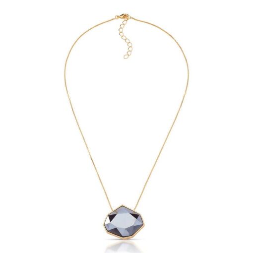 COLAR BANHADO OURO 18K - QUARTZO OBSIDIANA FUMÊ PEROLIZADA