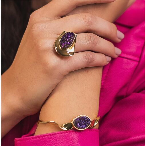 ANEL BANHADO OURO 18K -  DRUSA MULTICOLOR