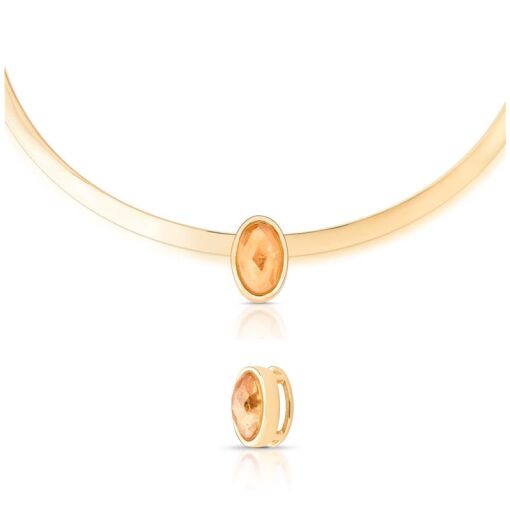 PINGENTE MINIMALISTA BANHADO OURO 18K - QUARTZO CITRINO PEROLIZA