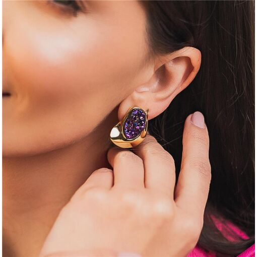 BRINCO BANHADO OURO 18K -  DRUSA MULTICOLOR