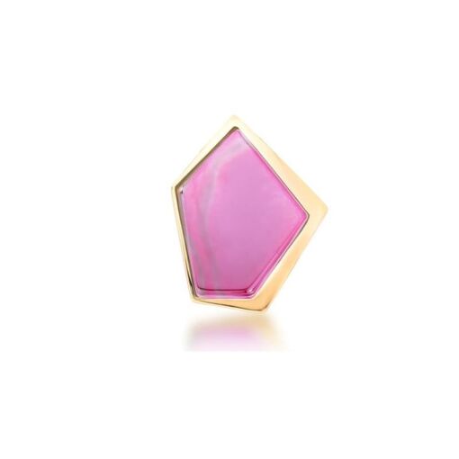 PINGENTE BANHADO OURO 18K - PEDRA ÁGATA PINK LISTRADA PEROLIZADA