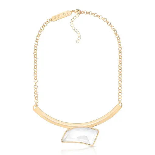 COLAR BANHADO OURO 18K- QUARTZO CRISTAL DE ROCHA PEROLIZADO