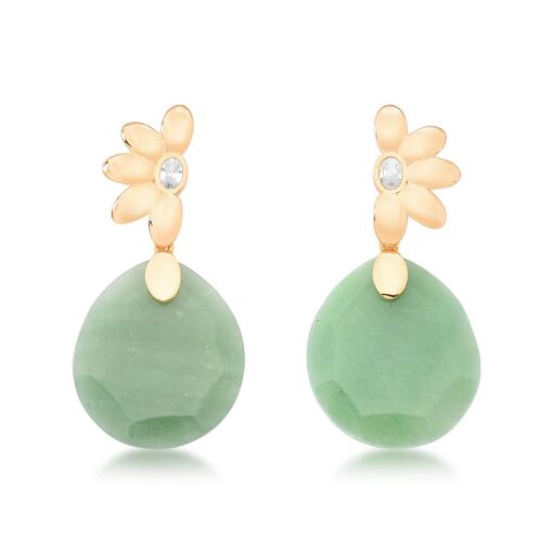 BRINCO- BANHADO OURO- 18K PEDRA QUARTZO VERDE