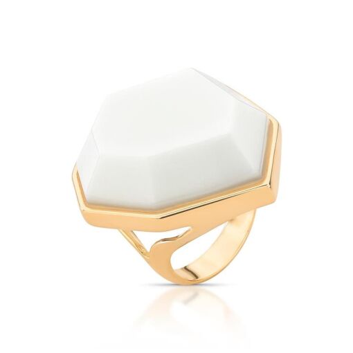 ANEL BANHADO OURO 18K - PORCELANA FACETADA