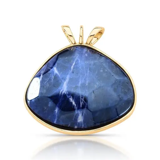 PINGENTE BANHADO OURO 18K - PEDRA QUARTZO SODALITA PEROLIZADA