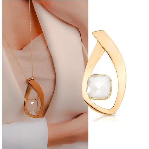 PINGENTE BANHADO OURO 18K - QUARTZO ARAGONITA PEROLIZADA