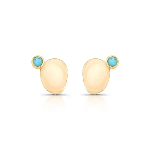 BRINCO BANHADO OURO 18K -  ÁGATA AZUL CÉU PEROLIZADA