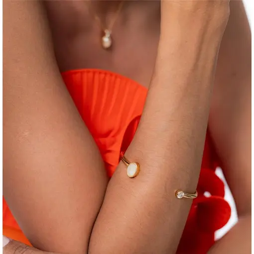 PULSEIRA  BANHADO OURO 18K - QUARTZO ARAGONITA PEROLIZADA