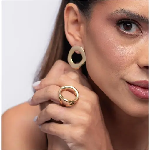 ANEL BANHADO OURO 18K -  METAL DOURADO