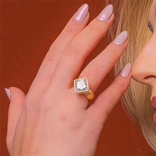 ANEL BANHADO OURO 18K - PEDRA ZIRCÔNIA