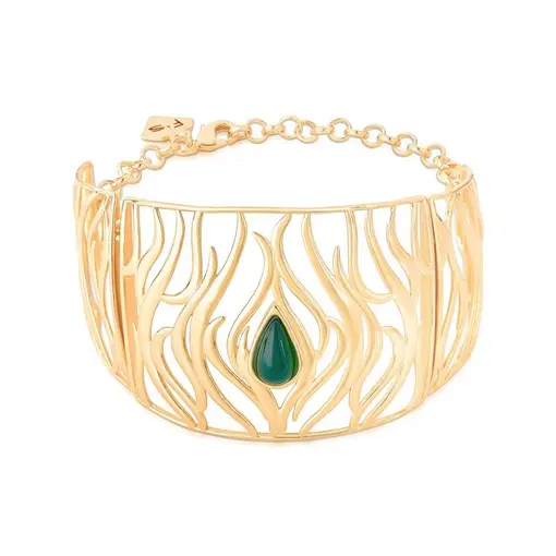 PULSEIRA BANHADA OURO 18K - PEDRA ÁGATA VERDE