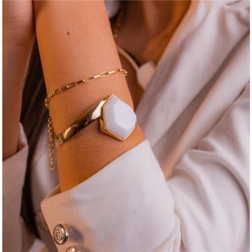 PULSEIRA BANHADA OURO 18K - PORCELANA FACETADA