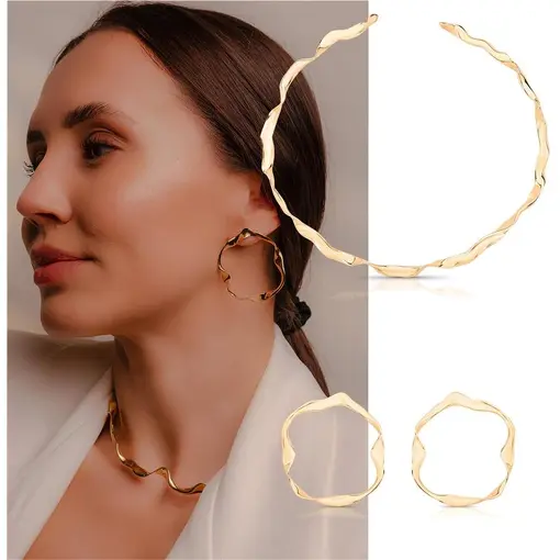 BRINCO ORGÂNICO BANHADO OURO 18K - METAL DOURADO