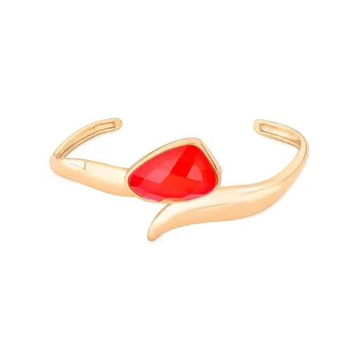 PULSEIRA BANHADA OURO 18K - QUARTZO CRISTAL DE ROCHA VERMELHO