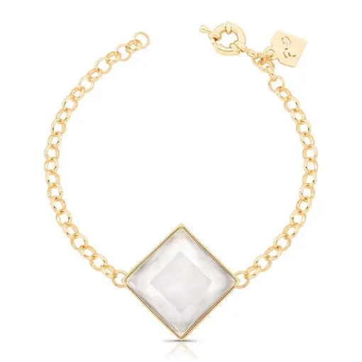PULSEIRA  BANHADO OURO 18K -  QUARTZO ARAGONITA PEROLIZADA