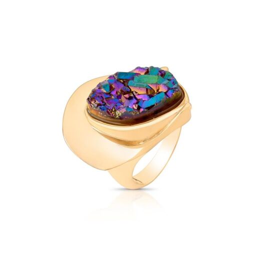 ANEL BANHADO OURO 18K -  DRUSA MULTICOLOR