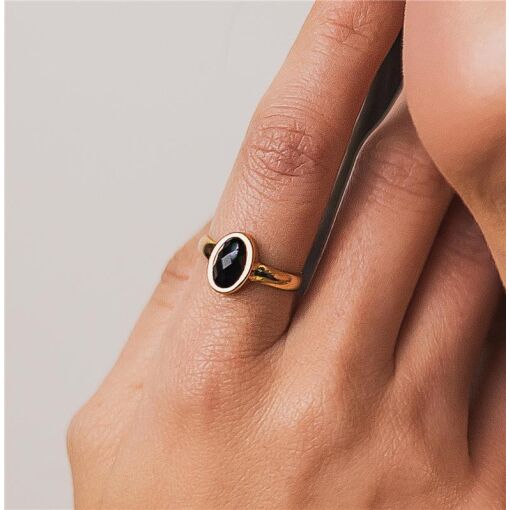 ANEL OVAL OBSIDIANA NEGRA