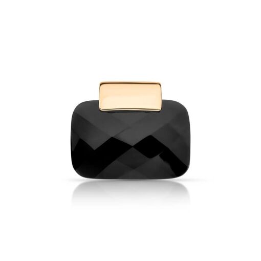 PINGENTE BANHADO OURO 18K - PEDRA QUARTZO OBSIDIANA NEGRA