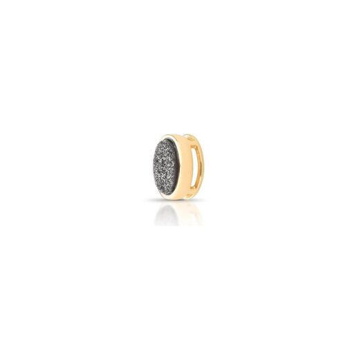 PINGENTE MINIMALISTA BANHADO OURO 18K - OVAL  DRUSA NEGRA