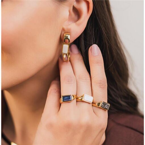 BRINCO BANHADO OURO 18K -  PORCELANA PEROLIZADA