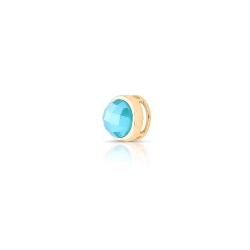 PINGENTE MINIMALISTA BANHADO OURO 18K - REDONDO ÁGATA AZUL CÉU P