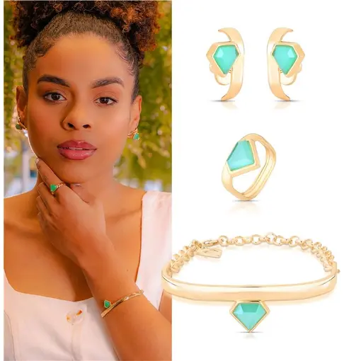 PULSEIRA BANHADA OURO 18K -  ITS AGUA MARINHA