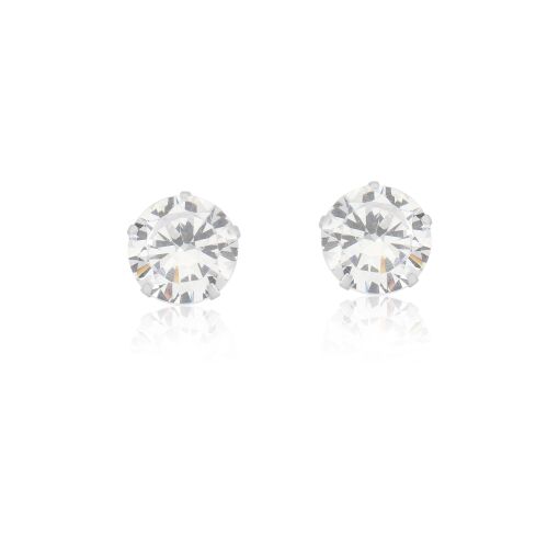 BRINCO DE PRATA ZIRCONIA REDONDO 10MM